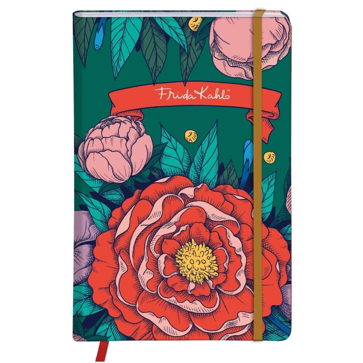 Frida Kahlo, hardcover notitieboek A5 14,8x21 cm, 160 gelijnde pagina's, bladwijzer, sluiting met elastiek, geassorteerd - Afbeelding 2