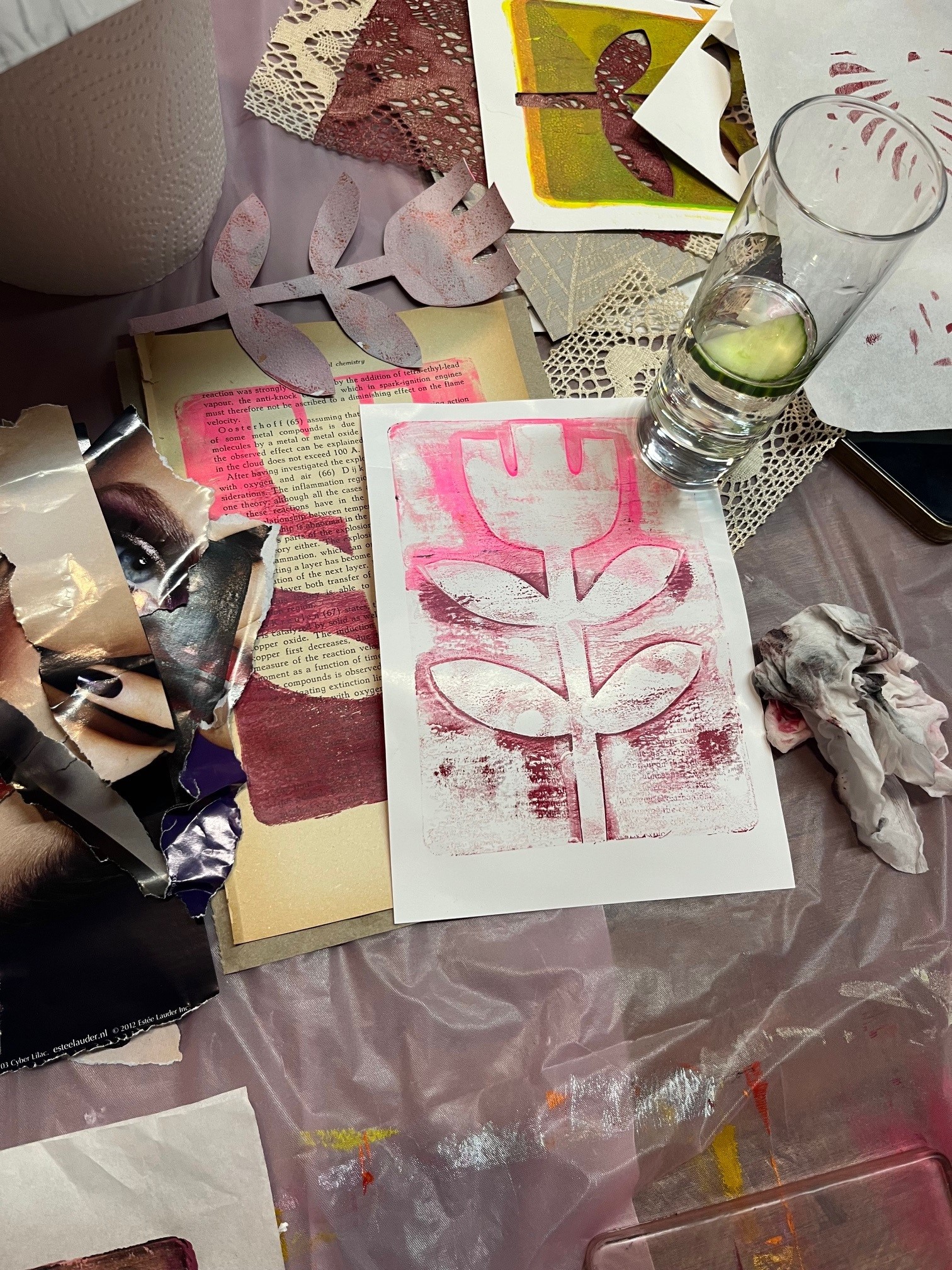 Gelliplate Workshop 18 april 10:00 tot ca.12:00 uur.  BASISCURSUS  - Afbeelding 2