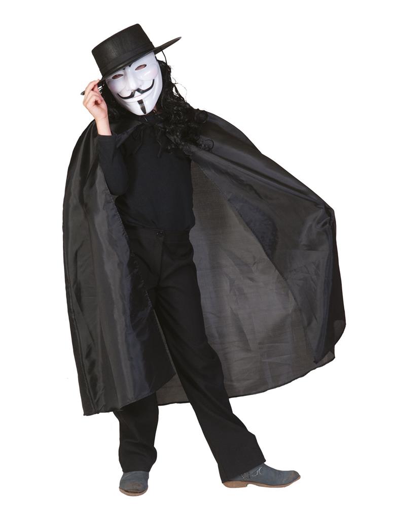 Cape Nylon Zwart Kind - Afbeelding 2