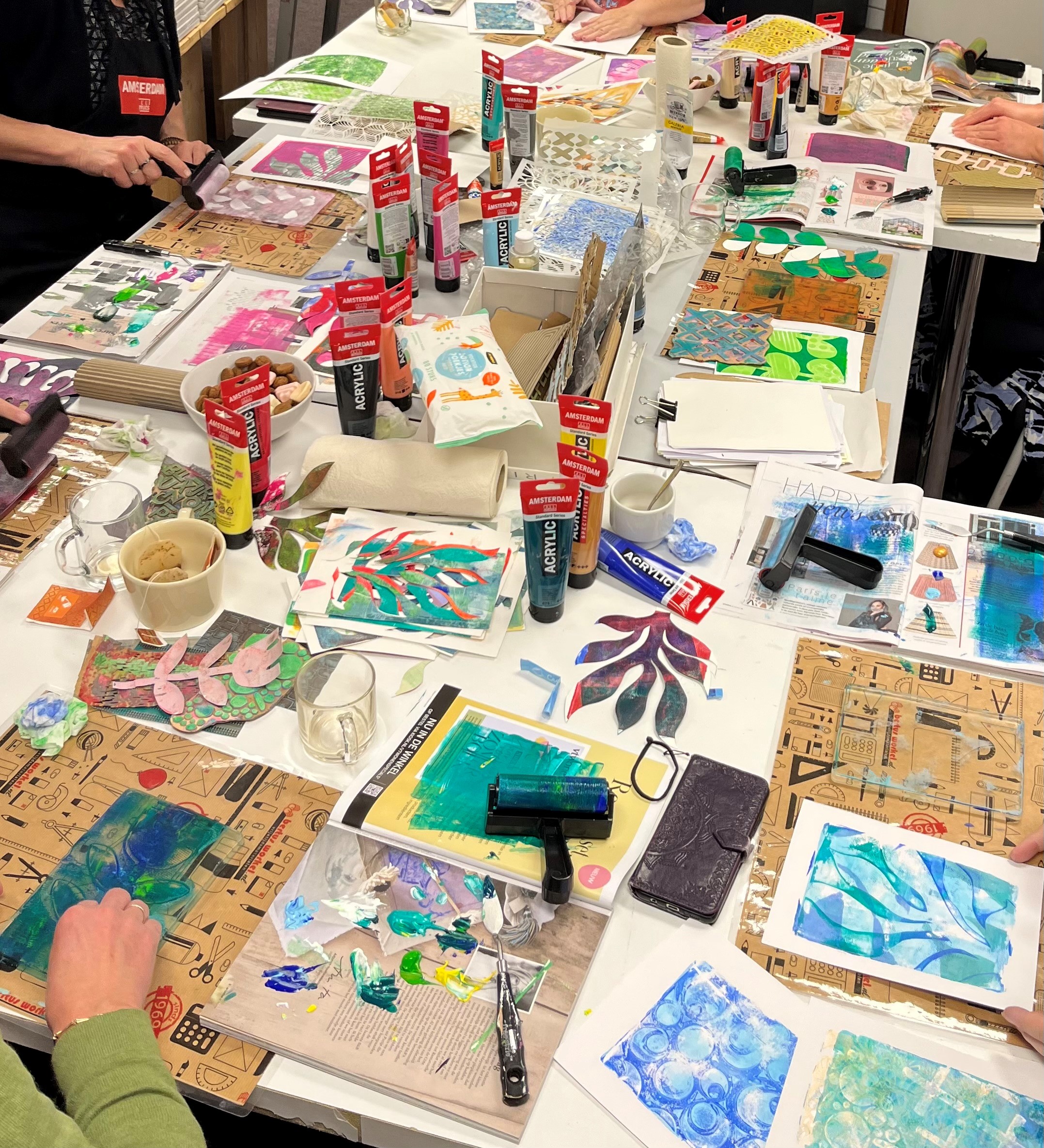 Gelliplate Workshop 18 april 10:00 tot ca.12:00 uur.  BASISCURSUS 