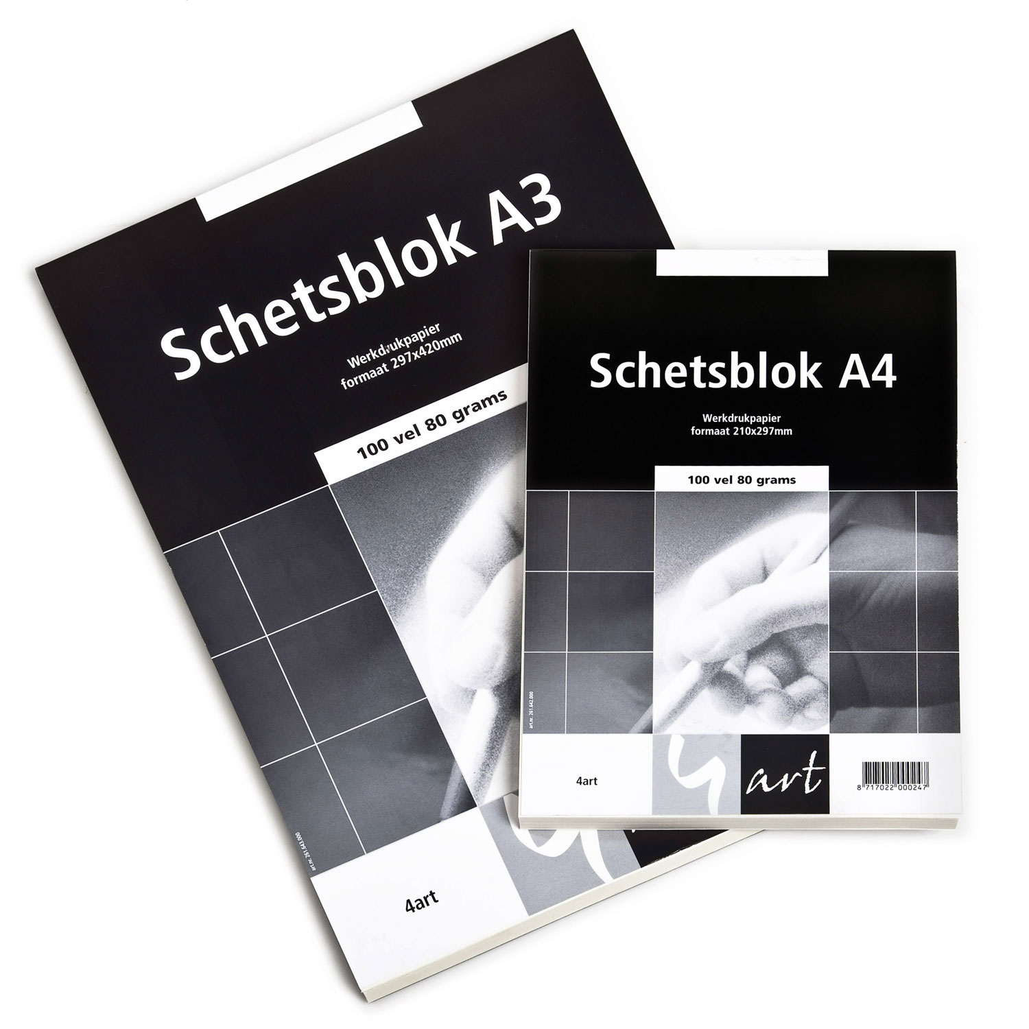 4art schetsblok/tekenblok 90g A3 100v zwart