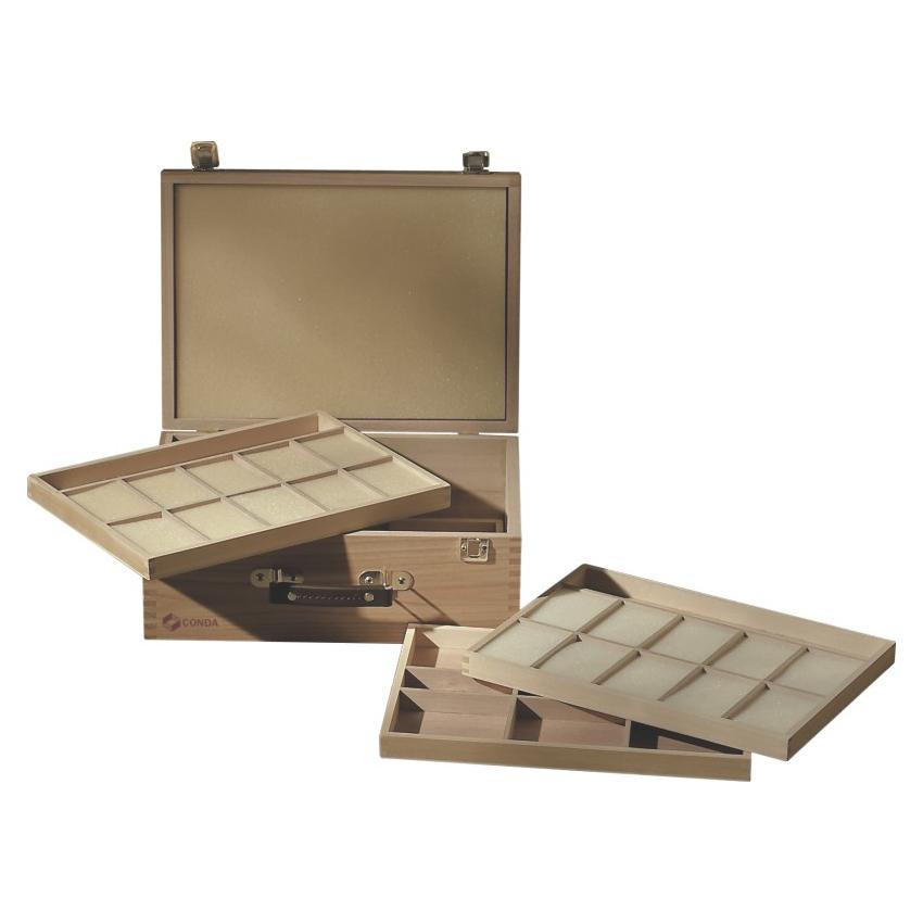 Pastelkist hout 4 trays 35x26 