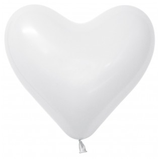 Heliumballon Latex Hart Wit +/- 30cm