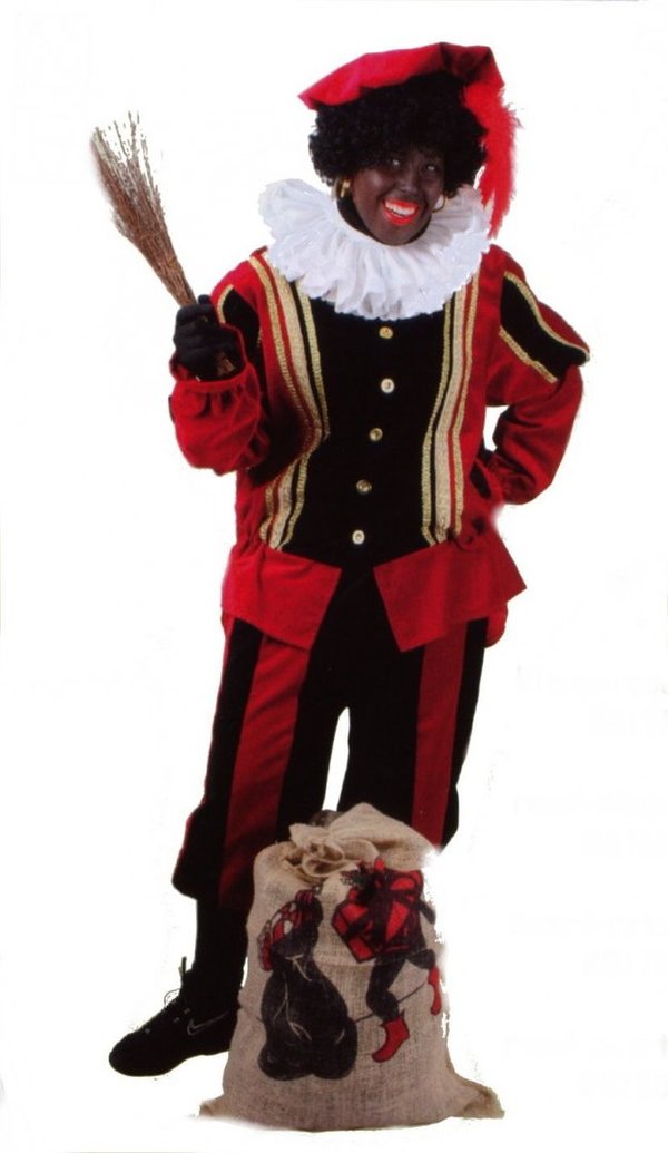 Luxe Piet kostuum fluweel - Zwart/Rood maat L