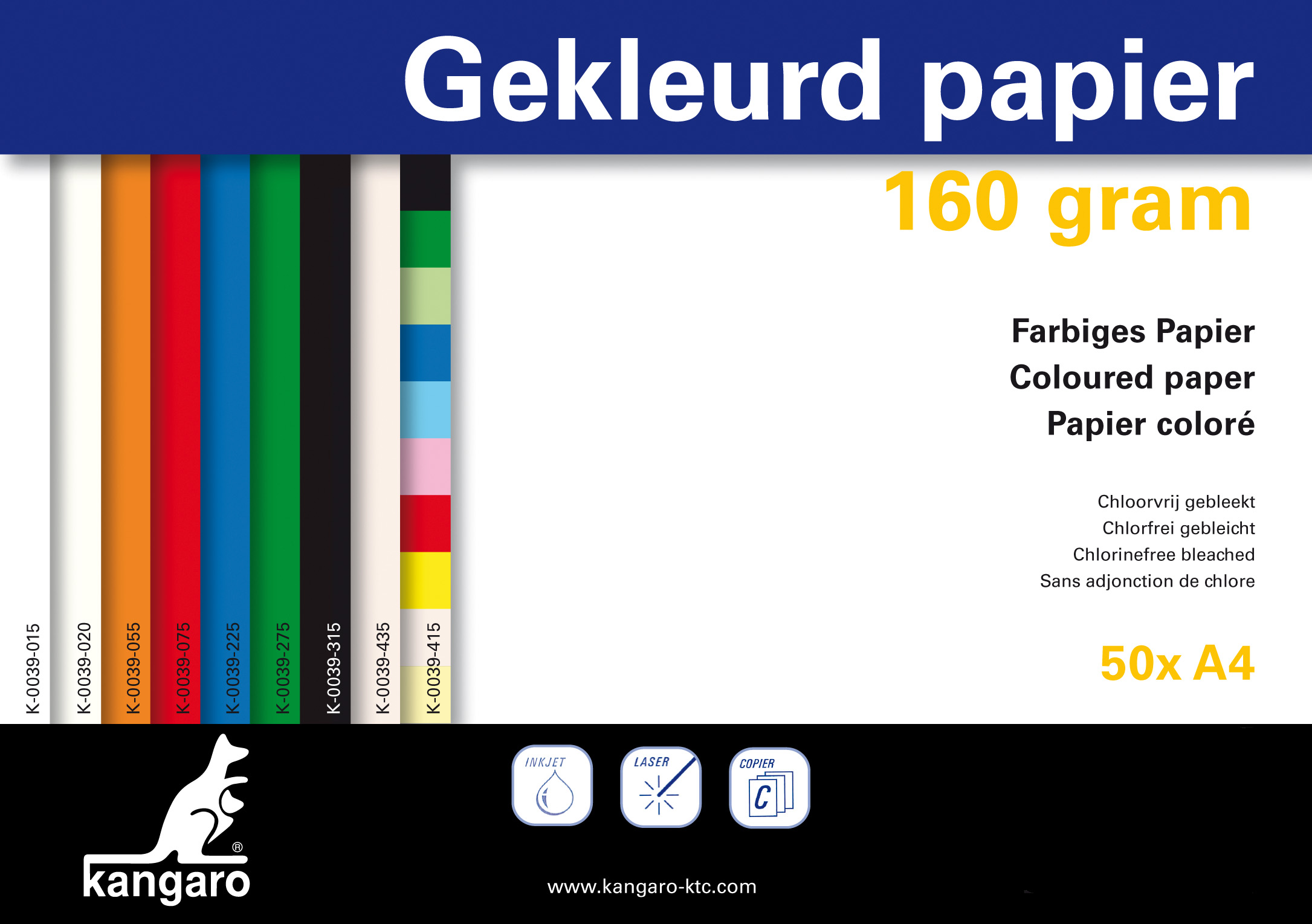 Papier Kangaro A4 160gr pak a 50 vel rood