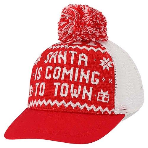 Kerst pet met LED rood(One size) "Santa Is Coming To Town" acc12