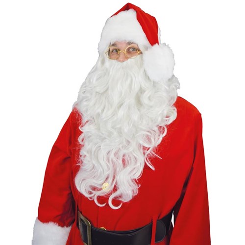 Kerstman of Sinterklaas Baardstel lang wit Budget HW5 - Afbeelding 1
