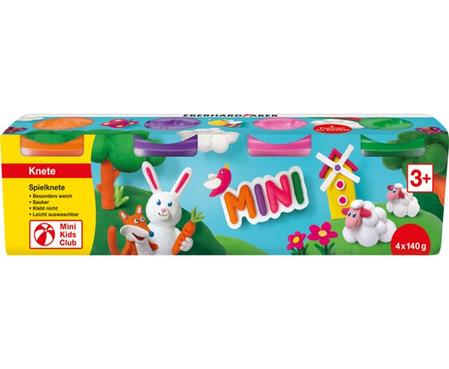 Eberhard Faber Kinderklei in beker,4x 140gr oranje, roze, groen, paars - Afbeelding 1