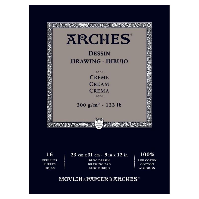 Arches® Dessin Blok 1-zijdig gelijmd Crème 16 vel 200g/m² 23x31cm