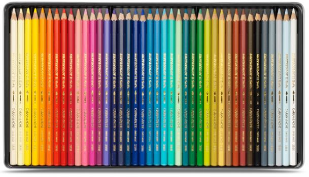 Caran d'Ache Supracolor Aquarelkleurpotloden Metalen doos, 40 kleurpotloden - Afbeelding 2