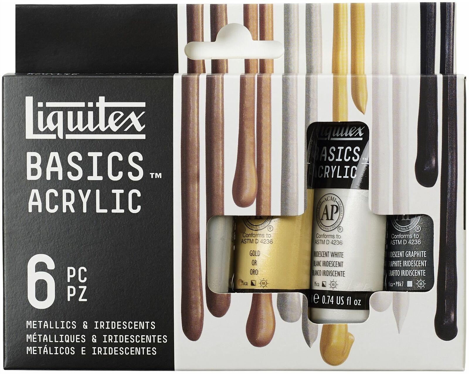 Liquitex Basics Acrylic 6x 22ml mettalics & iridescents