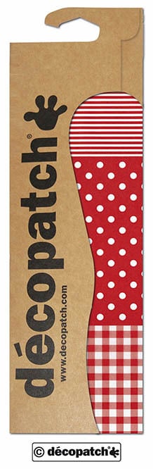 Décopatch Papier 3 Vellen Rood Wit Blokken/Stippen/Strepen 30x40cm