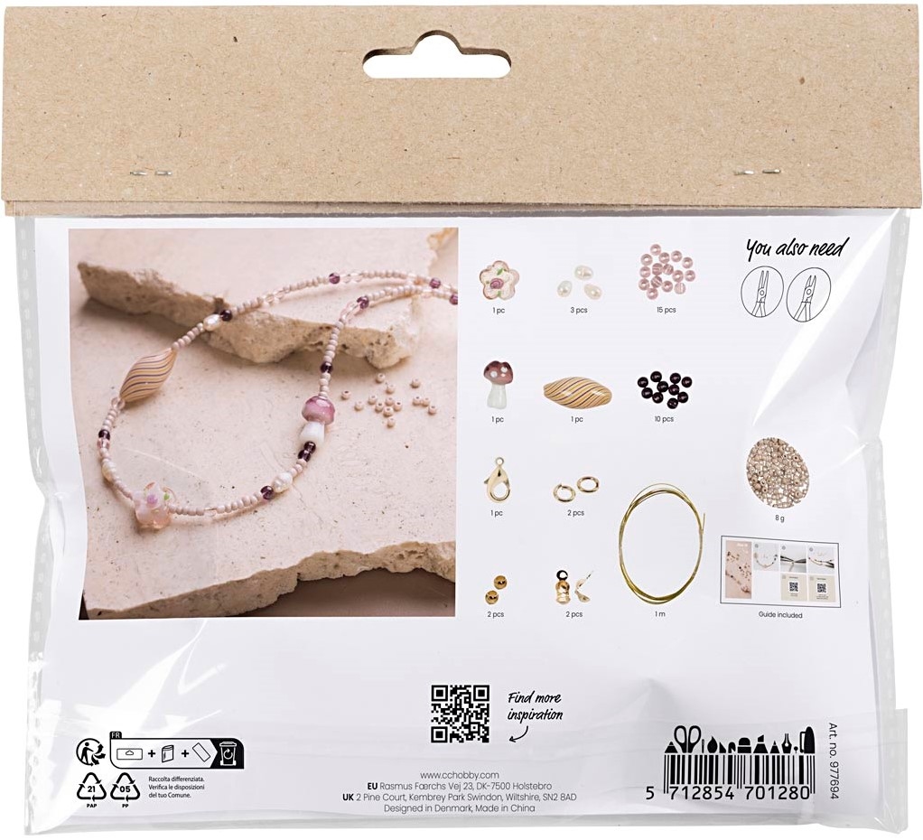 Mini Hobbyset Sieraden, Stoere halsketting, roze harmonie, 1 doos - Afbeelding 2