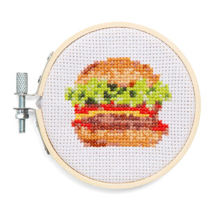 Kikkerland Mini Borduurpakket Hamburger 7,5cm