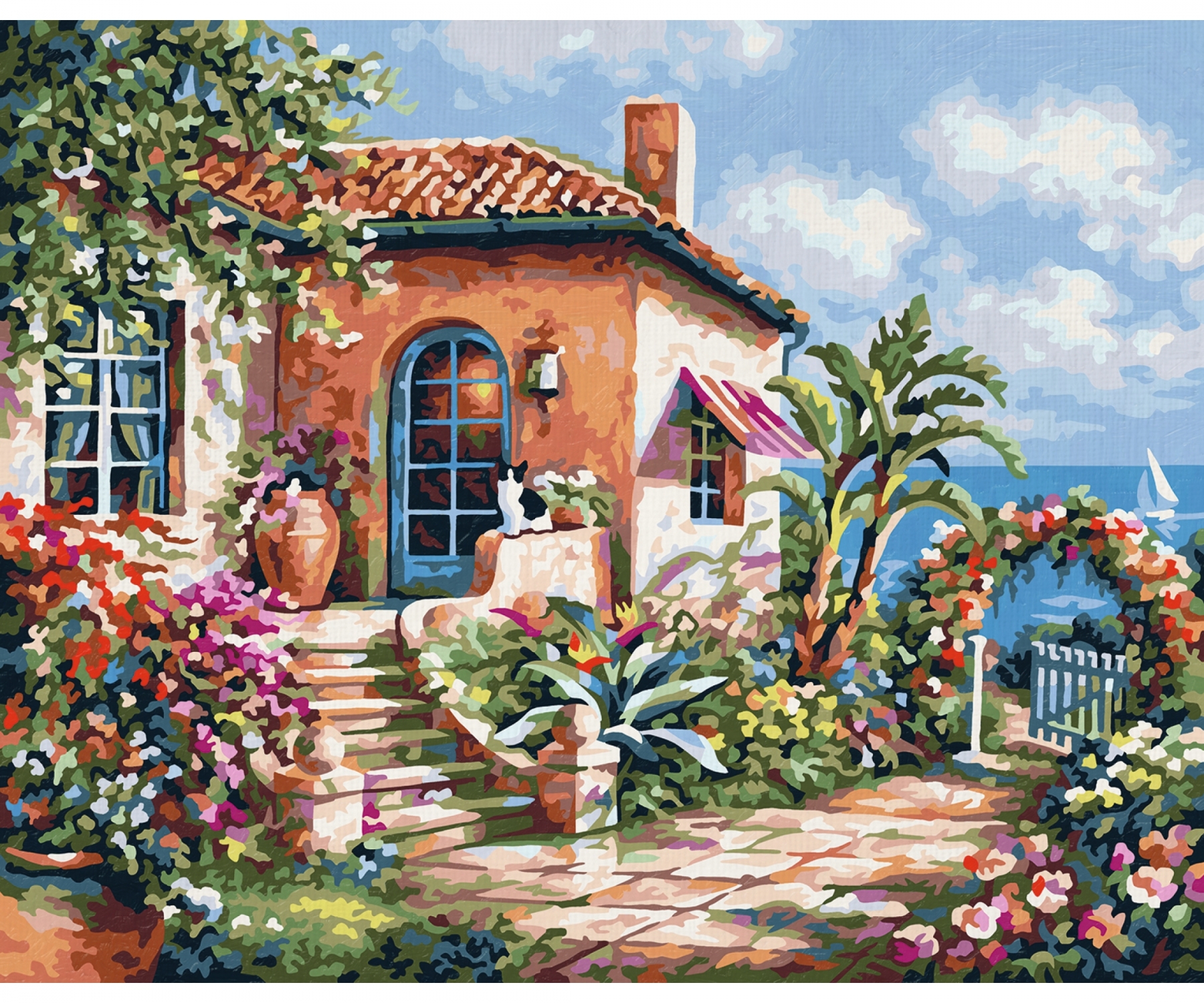 Schilderen Op Nummer 24x30cm Vakantiehuis Aan Zee - Afbeelding 2