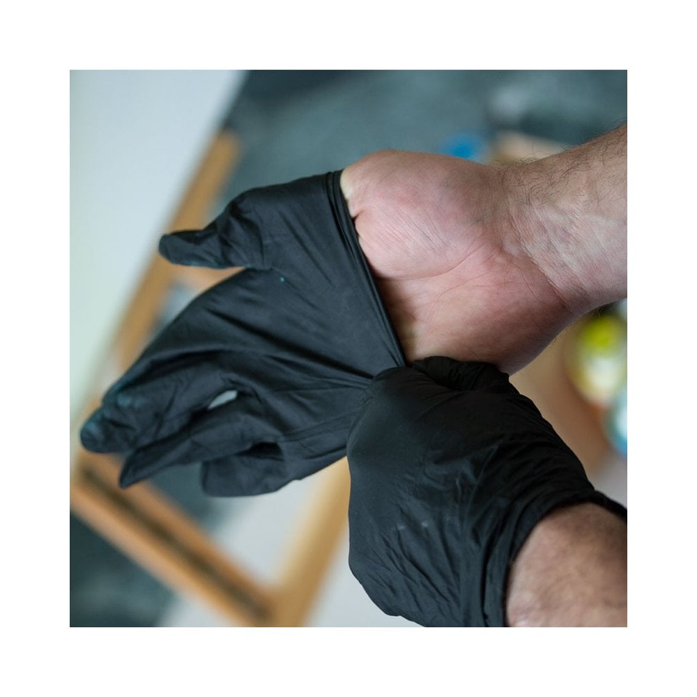 Latex Handschoenen Zwart per 10 paar.  - Afbeelding 1