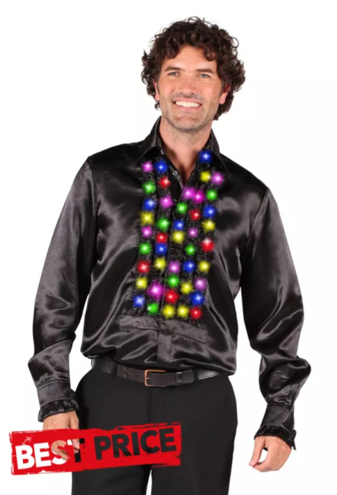 Ruche Disco Blouse ''Naos'' Zwart Met LED Licht