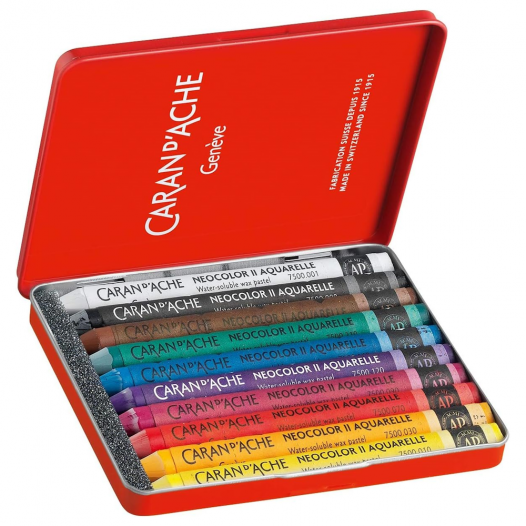 Caran d'Ache Neocolor 2 Aquarelkrijt Metalen doos, 10 kleuren - Afbeelding 2