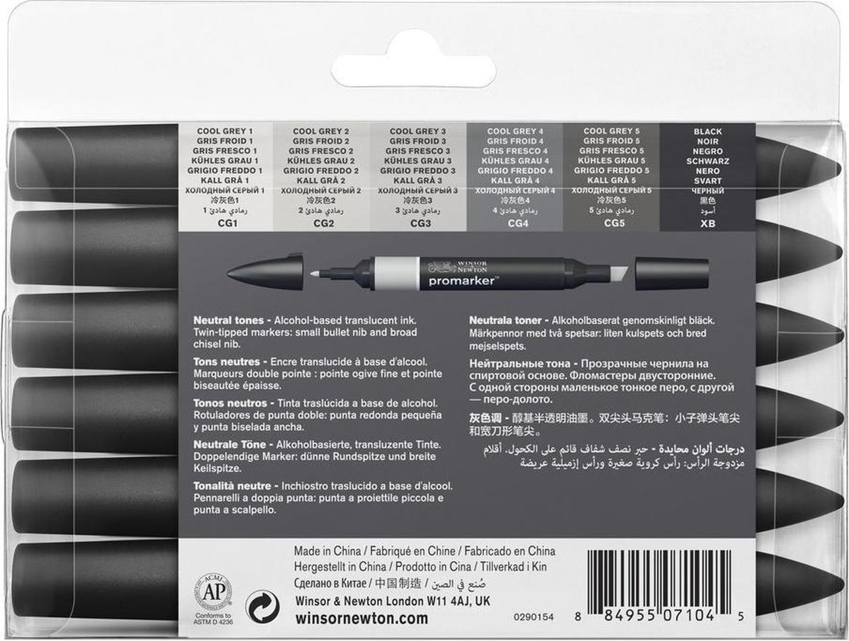 Winsor & Newton promarker™ Neutral tones 6 set - Afbeelding 2