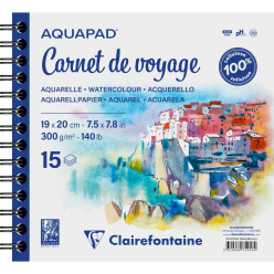 Clairefontaine Aquarelpapier Spiraal Blok 15vel 19x20cm medium fine grain