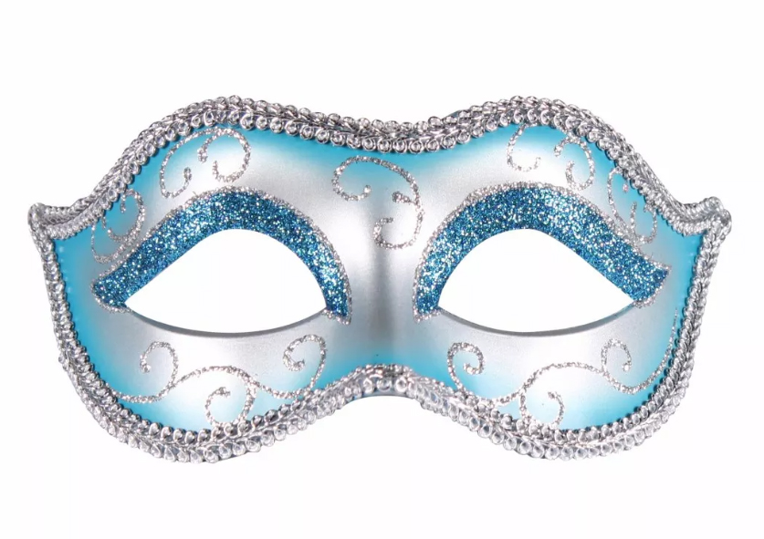 Oogmasker "Venice", Turquoise-Zilver,