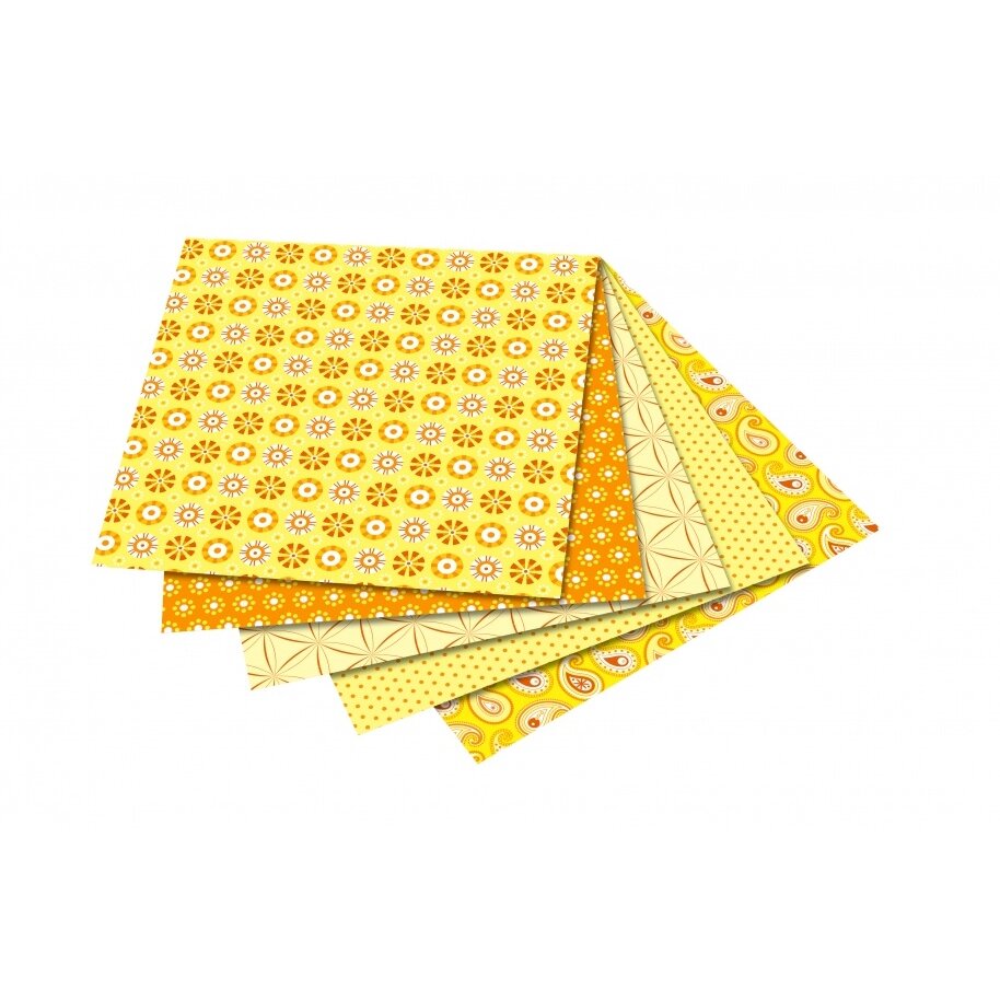 Folia Origami Vouwbladen 15x15cm 5 Motieven Geel 50vel. 80gr. - Afbeelding 2