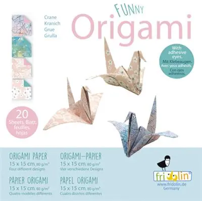 Fridolin Funny Origami Vouwblaadjes 80gr. 20vel 15x15cm Kraanvogels