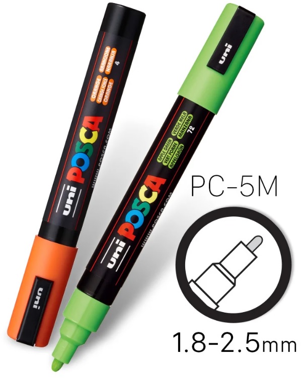Uni Posca Acrylverfstift PC-5M 1.8 - 2.5 mm - Keuze uit diverse kleuren