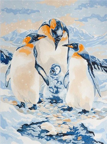 Schilderen Op Nummer - Familie pinguin 33x24cm