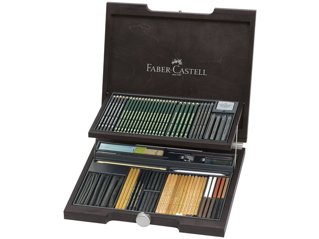 Potlood Faber-Castell Pitt Monochromos Artist set houten koffer