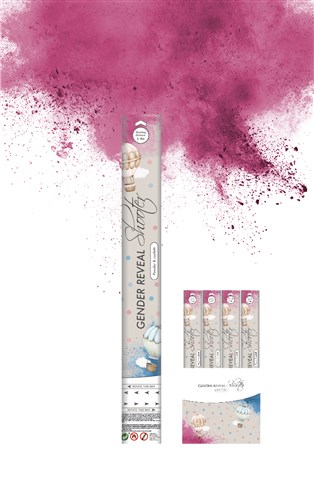 Poeder shooter roze Baby gender reveal (40cm)