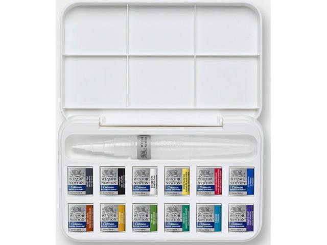 Winsor & Newton Cotman Watercolour Aquarelverf Brush Pen Set 12 Halve napjes + penseel met reservoir - Afbeelding 1