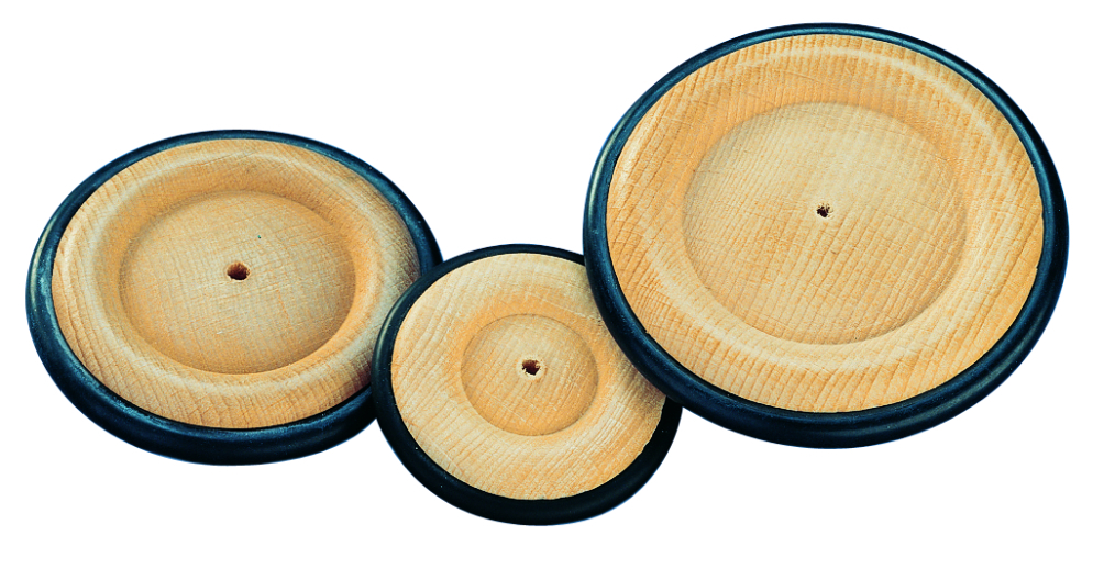 Houten Wiel Met Rubberen Ring - keuze uit 3 maten