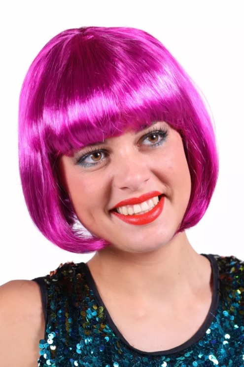 Dames pruik "Roxy" bobline paars 