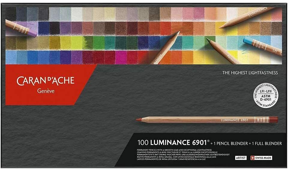 Caran d'Ache Luminance Kleurpotloden doos met 100 kleuren + 1 potlood blender + 1 full blender - Afbeelding 2