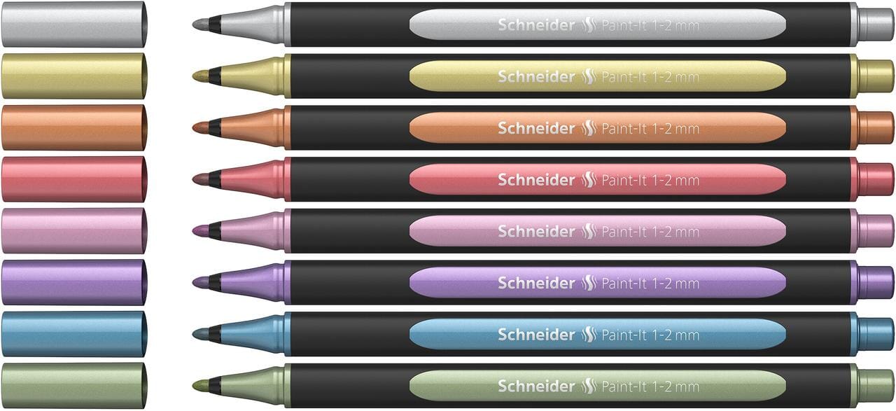 Metallic liner Schneider Paint-it 020 1-2mm etui 8st.       (metallic zilver, goud, koper, - Afbeelding 3