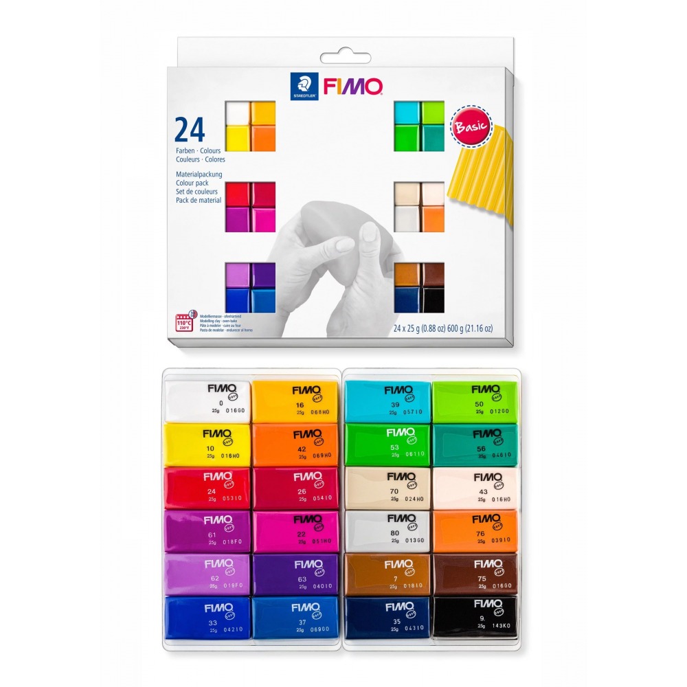 Fimo soft materiaalpak "Basic", bont, 24x25g,ZB-doos 600g