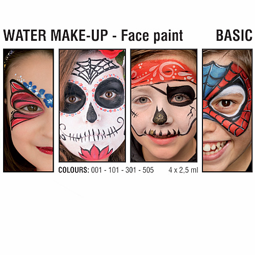 Grimas Schmink Water Make-up Face Paint Basic 4 x 2,5ml - Afbeelding 1