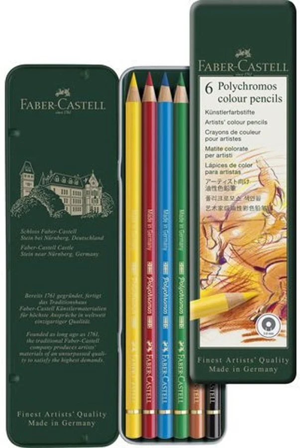Kleurpotlood Faber-Castell Polychromos blik 6 stuks basiskleuren