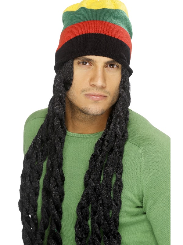 Rasta Pruik dreads, met Muts, extra lang