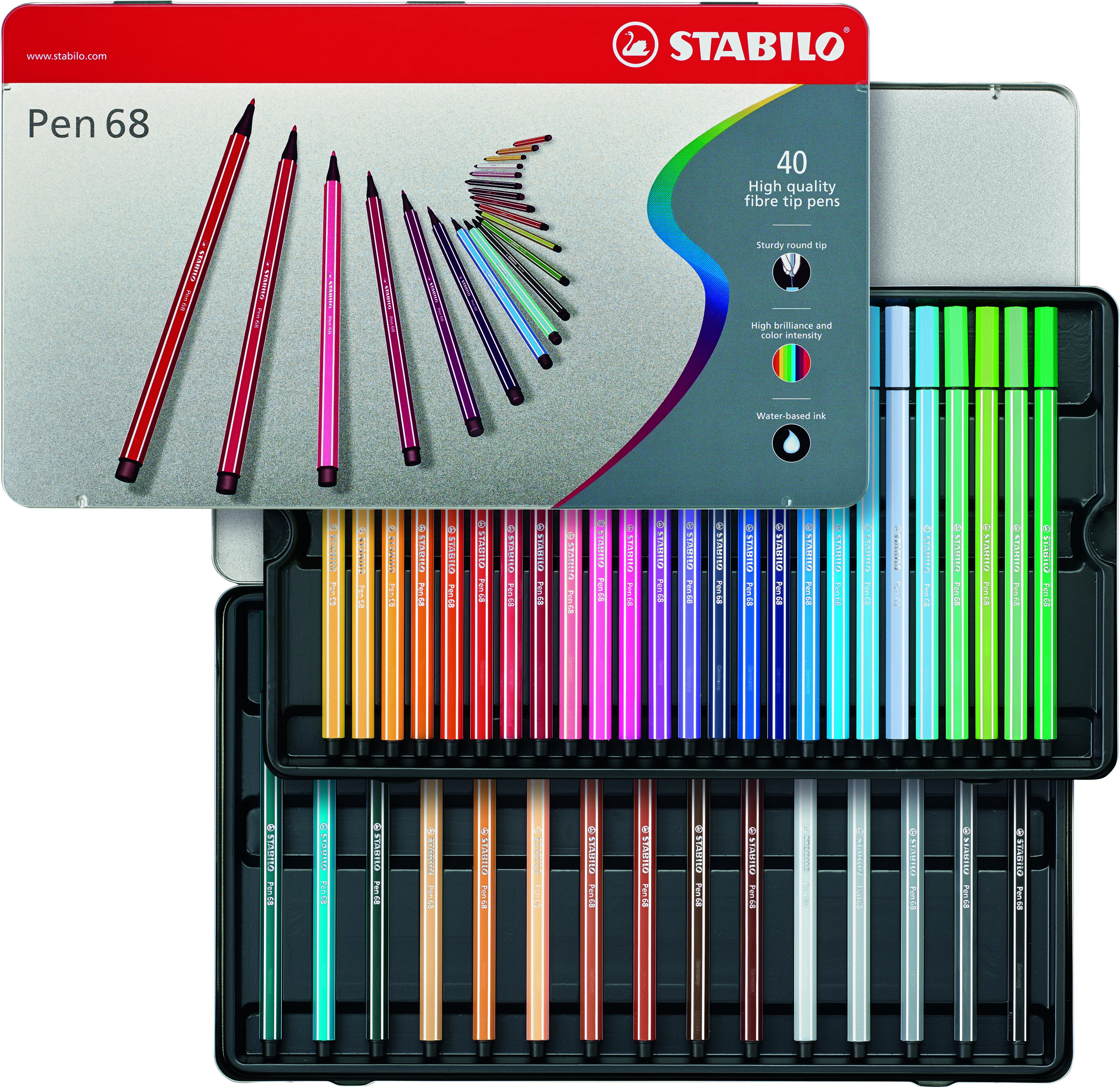 STABILO pen 68 metaal etui 40 stuks assorti