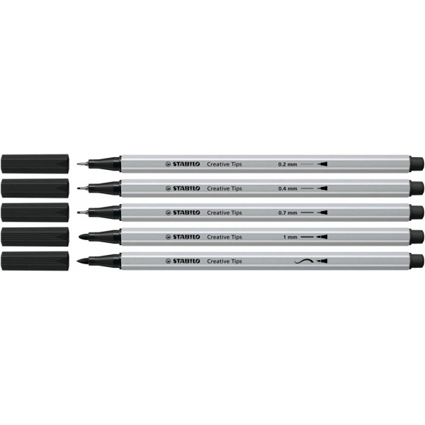 Stabilo Creative Tips ARTY Fineliner Set Zwart 5st. - Afbeelding 4