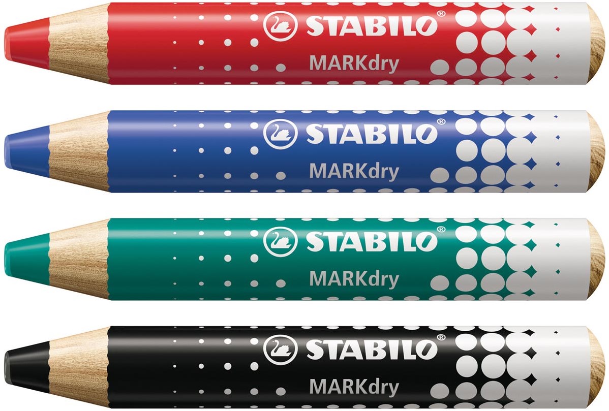 Stabilo Whiteboard Potloden Set 4st. + Puntenslijper & Wisser - Afbeelding 3