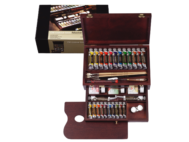 Rembrandt Olieverf set Master in kist, 10 x 15 ml tubes + 12 x 40 ml tubes + 2 x 60 ml tubes + 13 accessoires