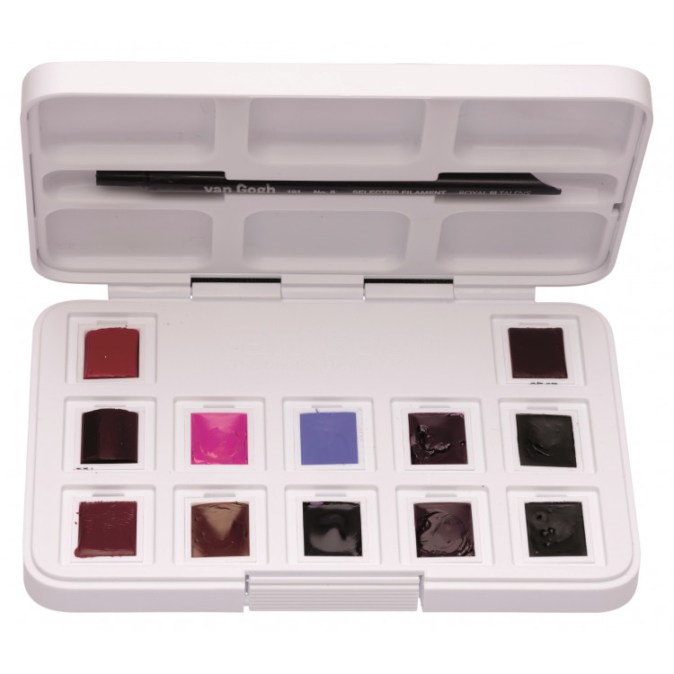 Van Gogh Aquarelverf pocket box roze en violetten met 12 kleuren in halve Napjes - Afbeelding 2