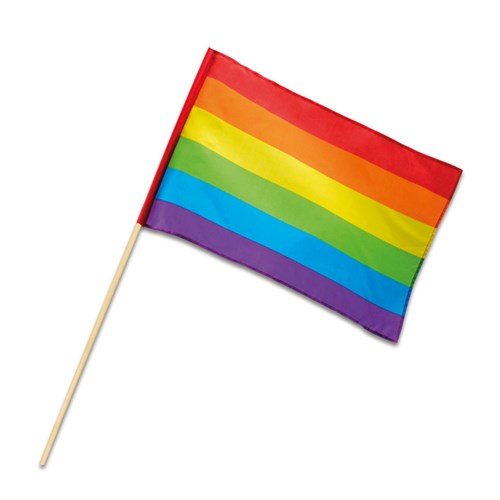 Zwaai Vlag op stok stof regenboog (30x45cm)