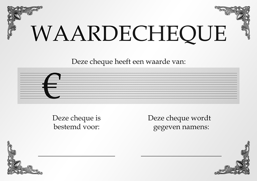 Waardecheque / Waardebon A4 Parelmoer/Zilver/Wit 120gr. 