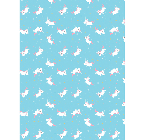 Décopatch Papier 3 Vellen Unicorn/Eenhoorn Lichtblauw 30x40cm - Afbeelding 1