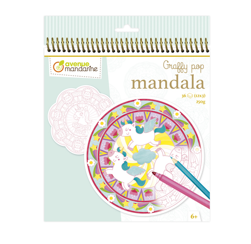 Avenue Mandarine Graffy Pop Mandala Magic Kleurblok 36 Vellen (12x3) 250gr. 