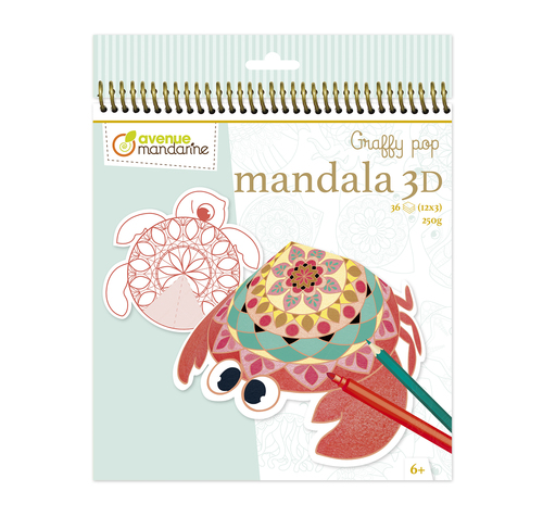 Avenue Mandarine Graffy Pop Mandala 3D Kleurblok 36 Vellen (12x3) 250gr. 